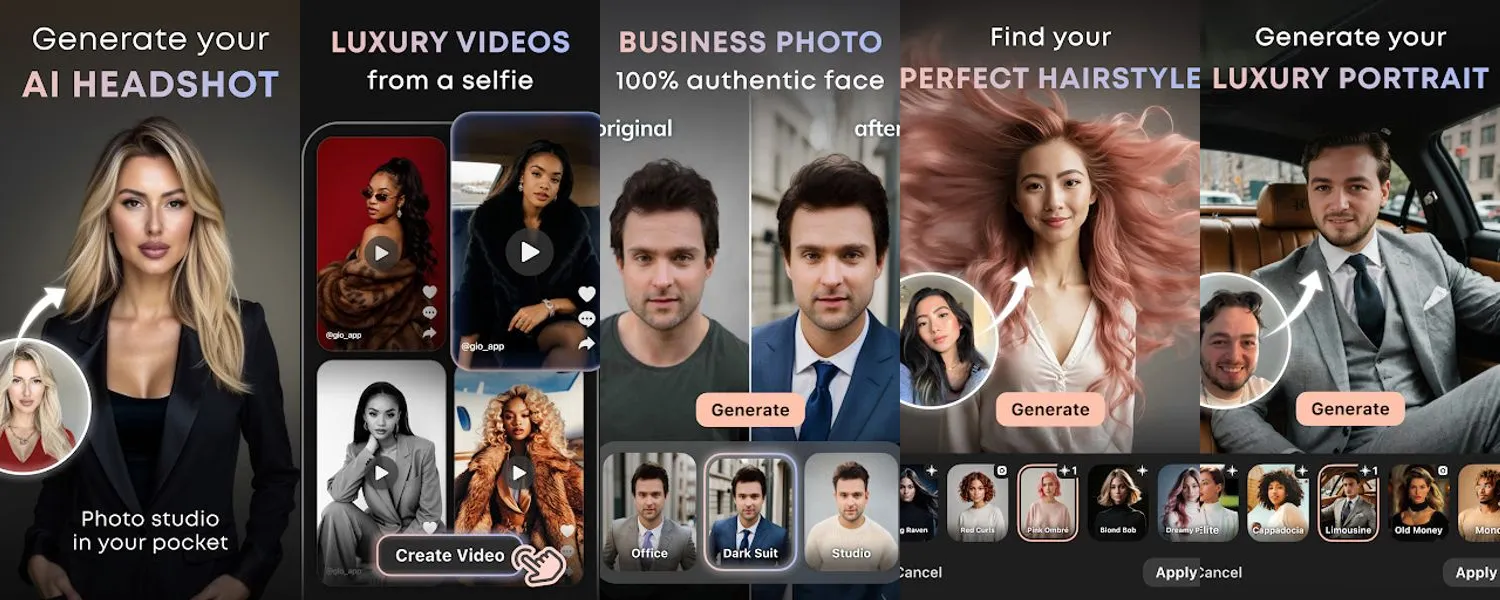 GIO: AI Headshot Generator screenshots
